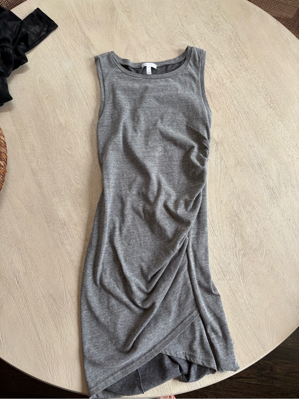 Leith Gray Sleeveless Wrap-Front Mini Dress